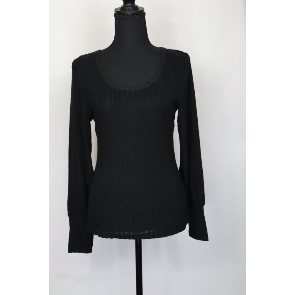 ePretty Women's Black Thick Ribbed Long Sleeve Size S